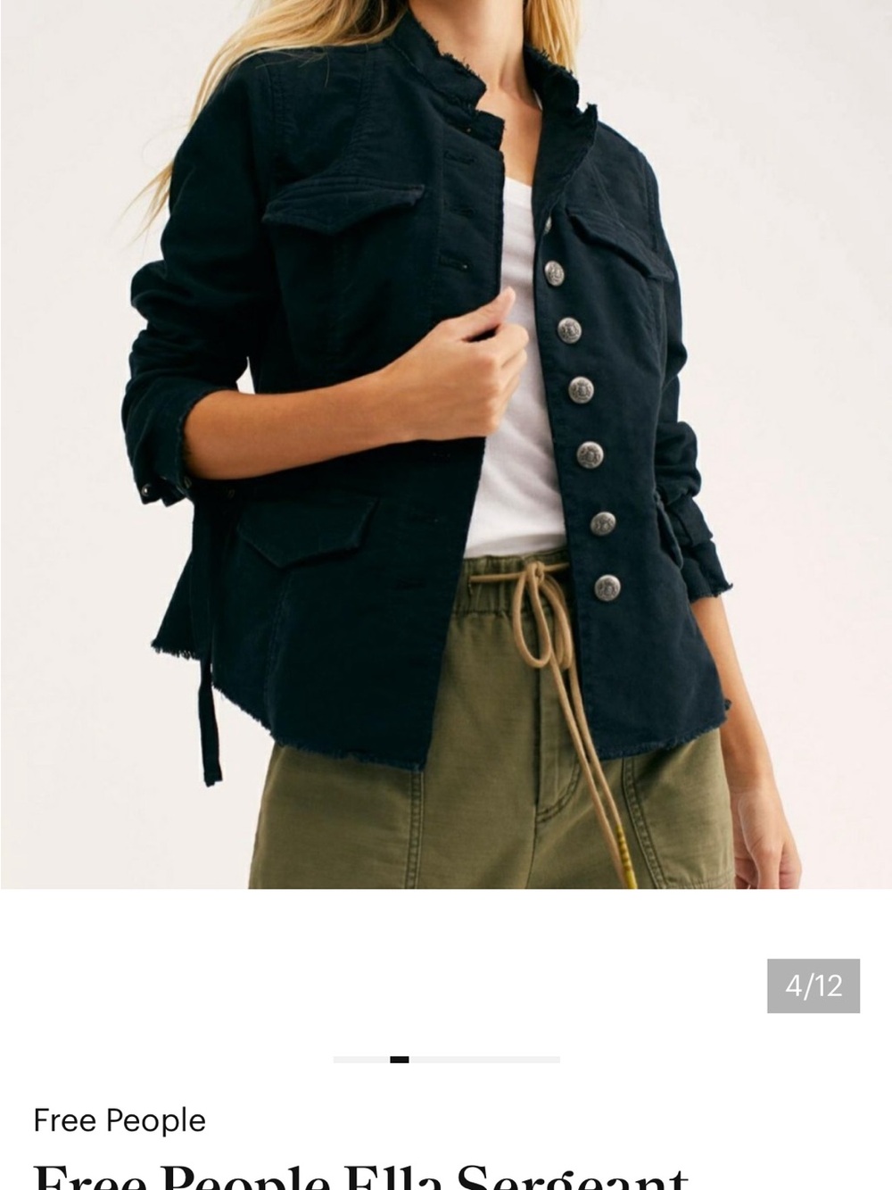 Free People Olive Green Ella Sergeant Jacket - Picture 12 of 12